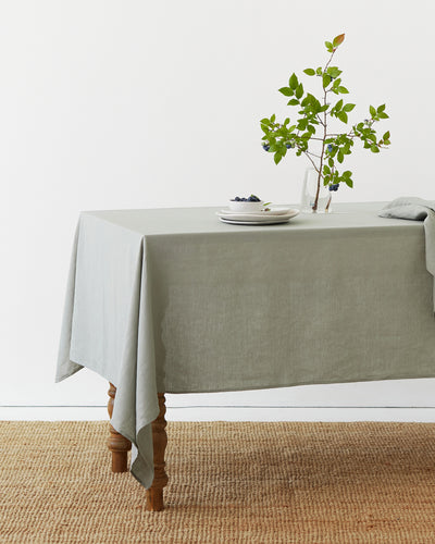 Tischdecke aus natürlichem Gingham-Leinen