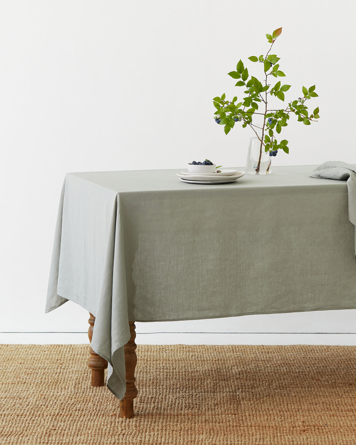 Tischdecke aus natürlichem Gingham-Leinen