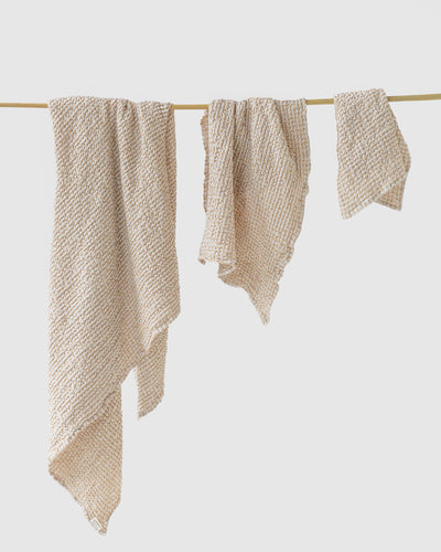Caramel & White Linen Towel Set | MagicLinen