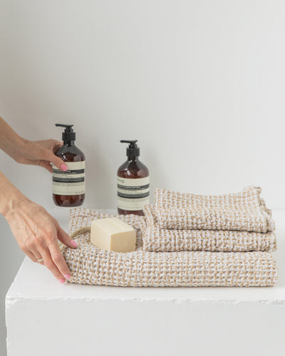 Caramel & White Linen Towel Set | MagicLinen