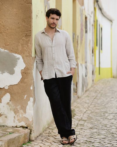 Men's Linen Shirt CHICAGO in Natural flax