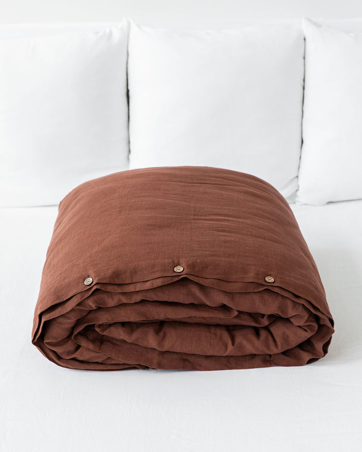 Chocolate brown Linen Duvet Cover | MagicLinen