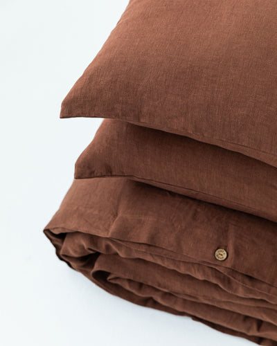 Chocolate brown Linen Duvet Set | MagicLinen