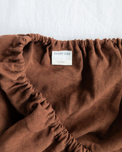 Chocolate brown Linen Fitted Sheet | MagicLinen