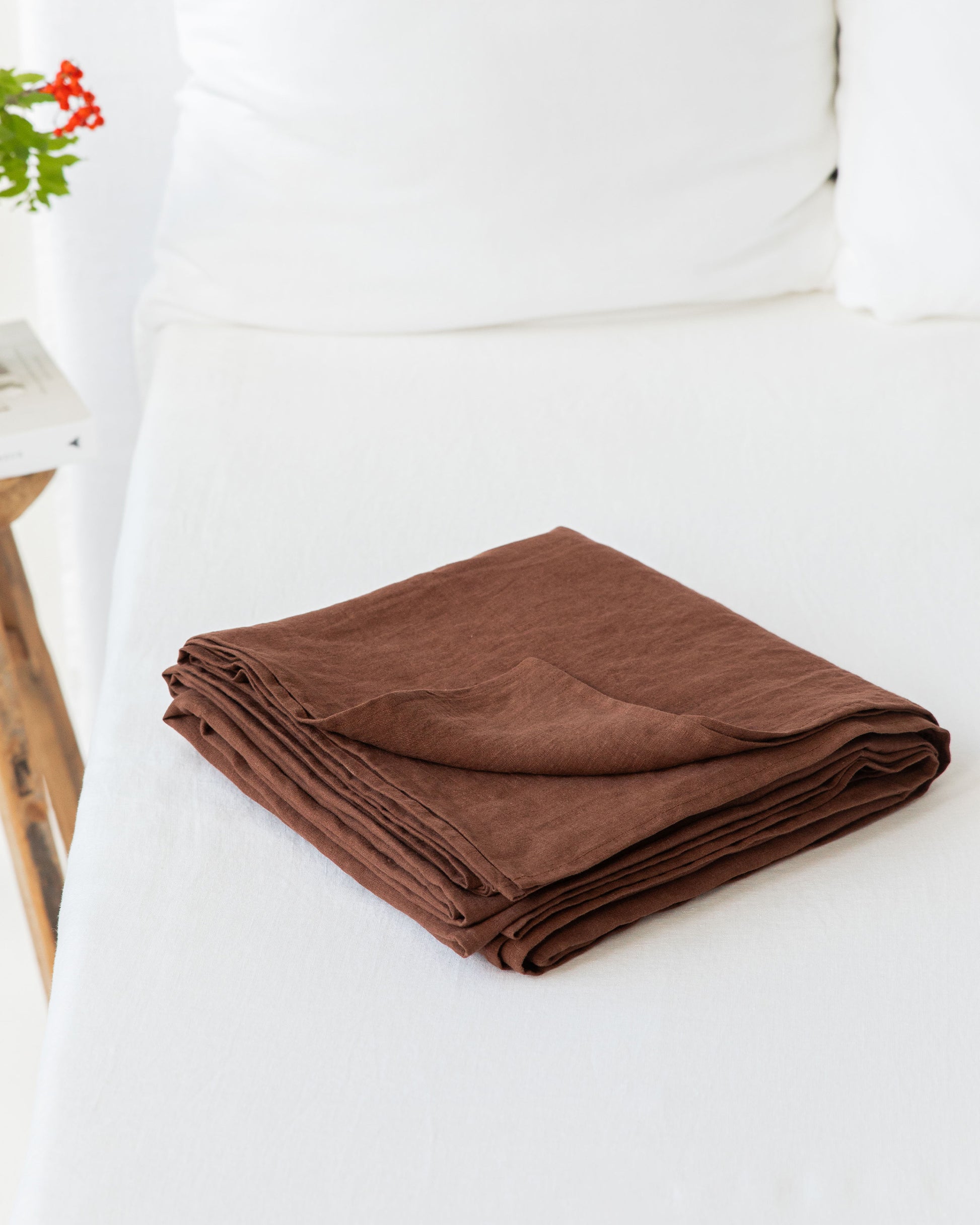 Chocolate brown Linen Flat Sheet | MagicLinen