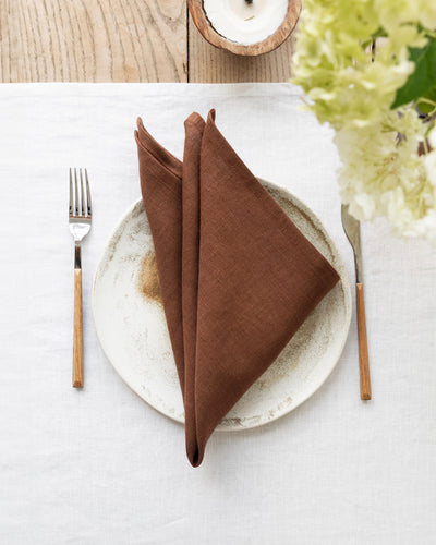 Chocolate brown Linen Napkin Set of 2 | MagicLinen