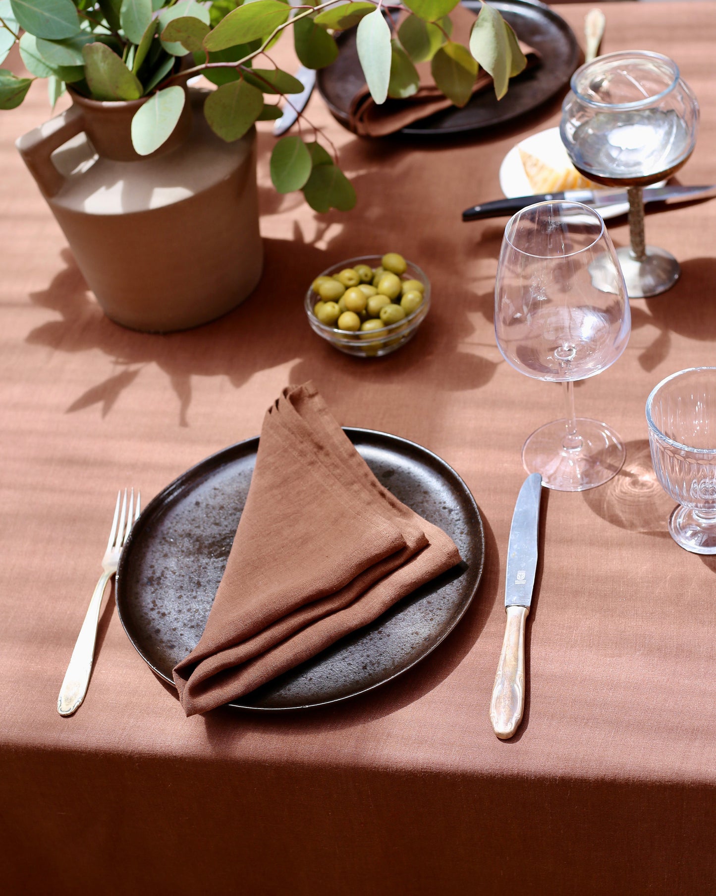 Chocolate brown Linen Napkin Set of 2 | MagicLinen