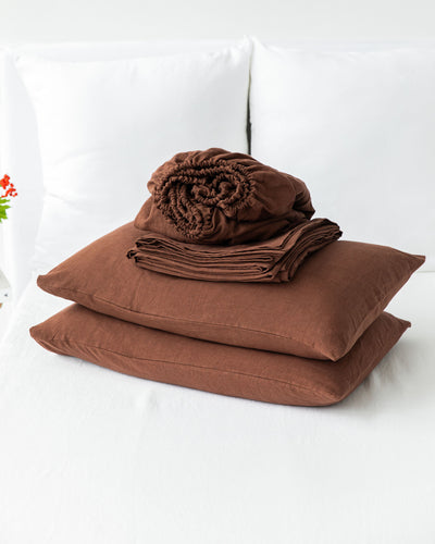 Chocolate brown Linen Sheet Set | MagicLinen