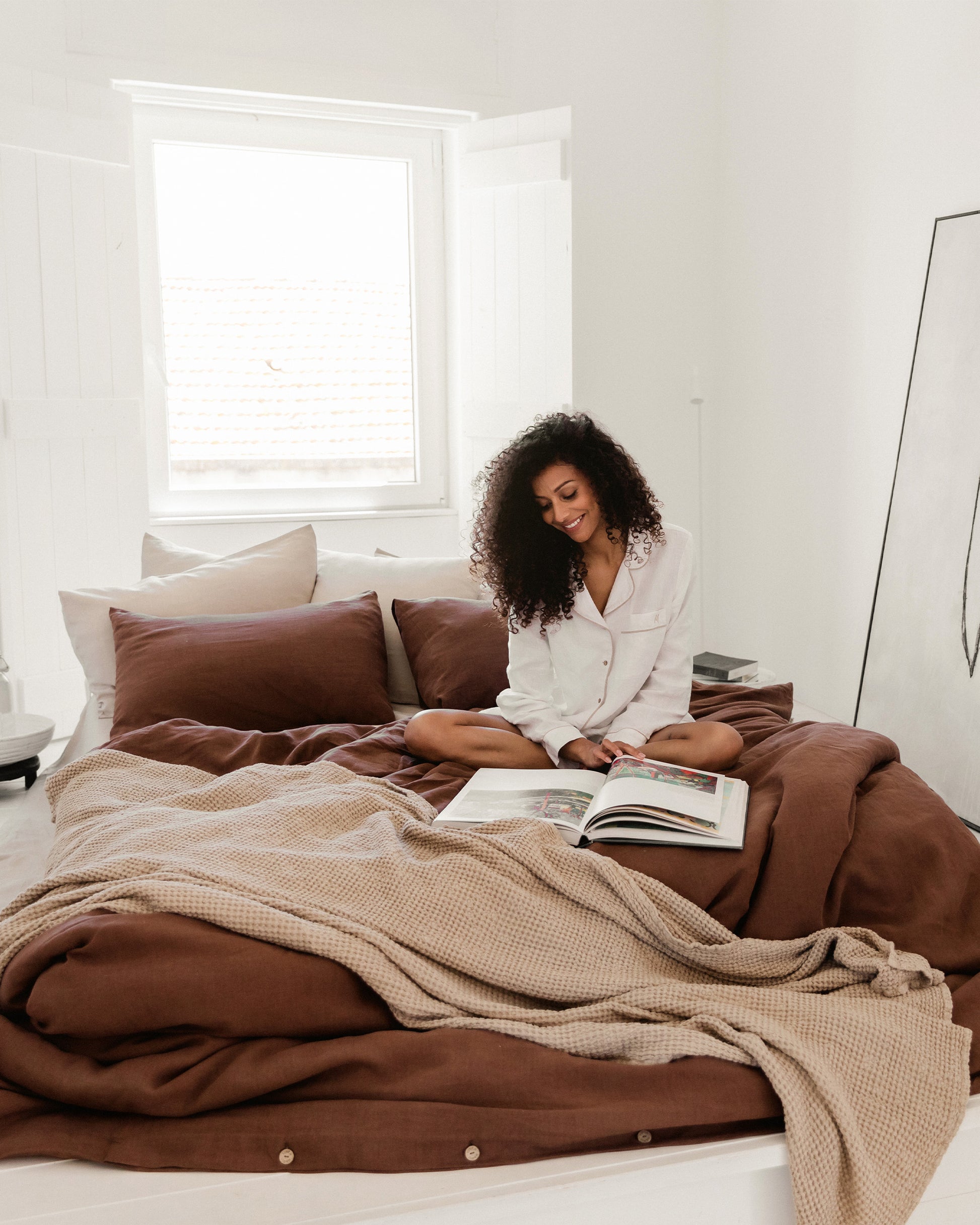 Chocolate brown Linen Sheet Set | MagicLinen