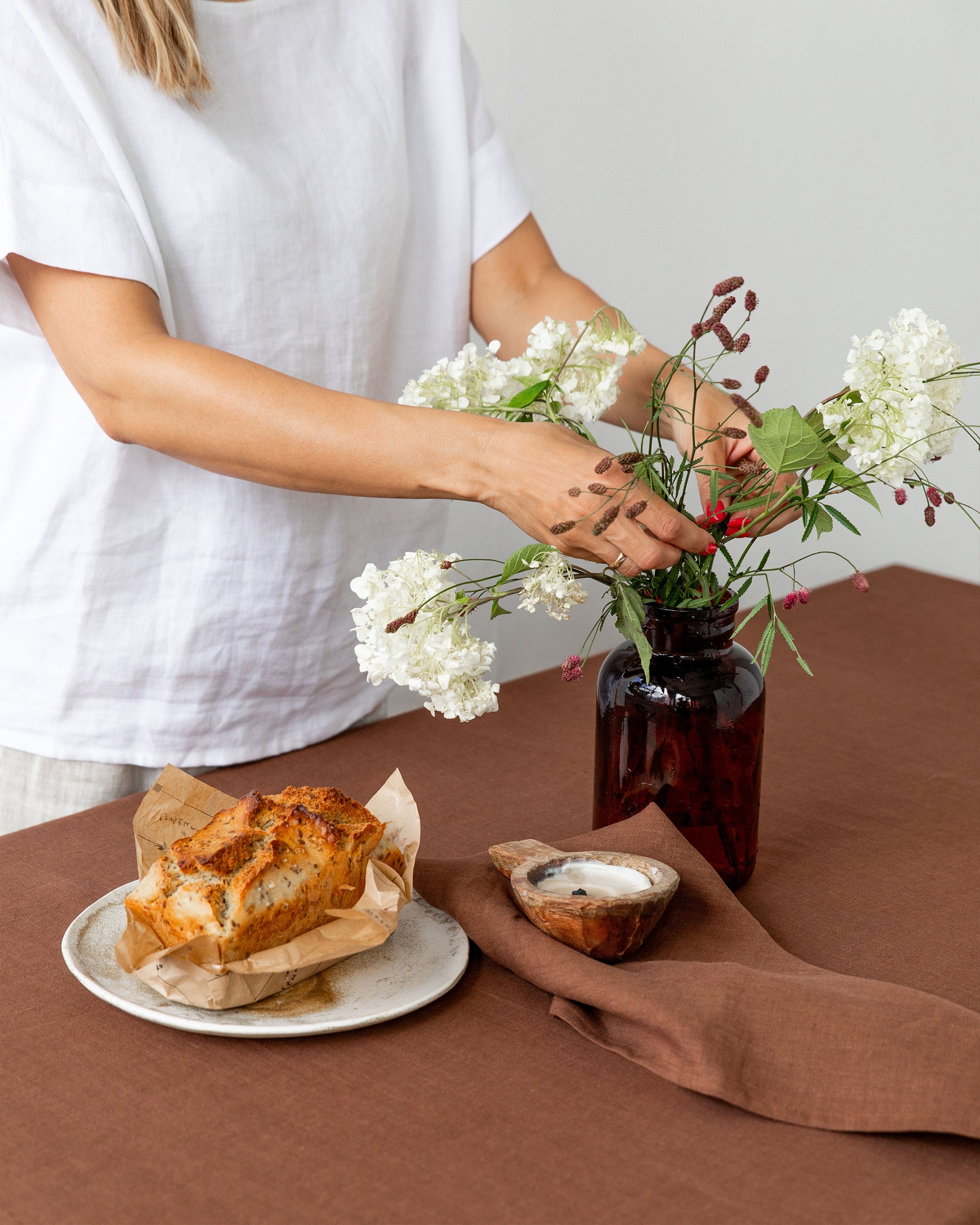 Chocolate brown Linen Tablecloth | MagicLinen