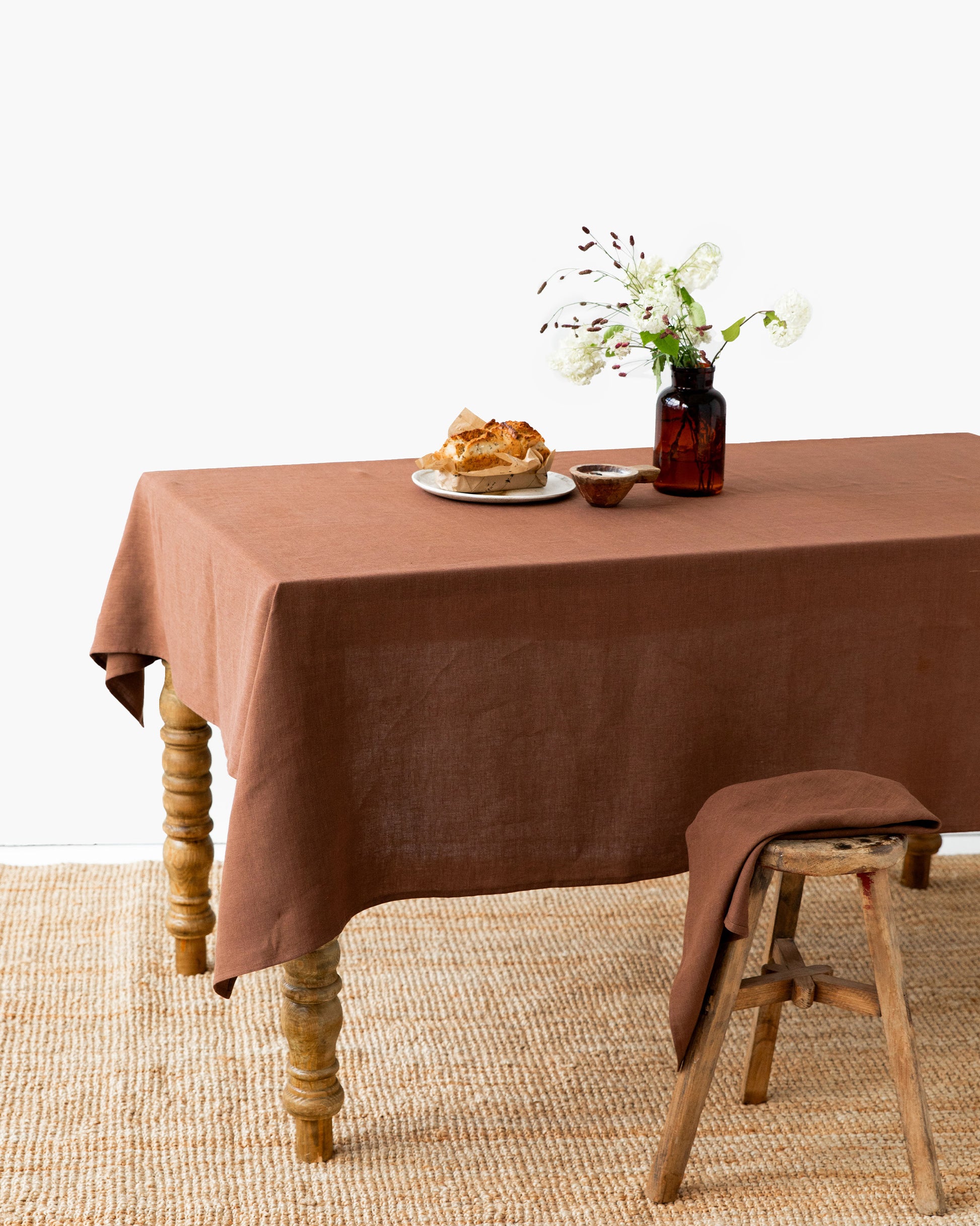 Chocolate brown Linen Tablecloth | MagicLinen