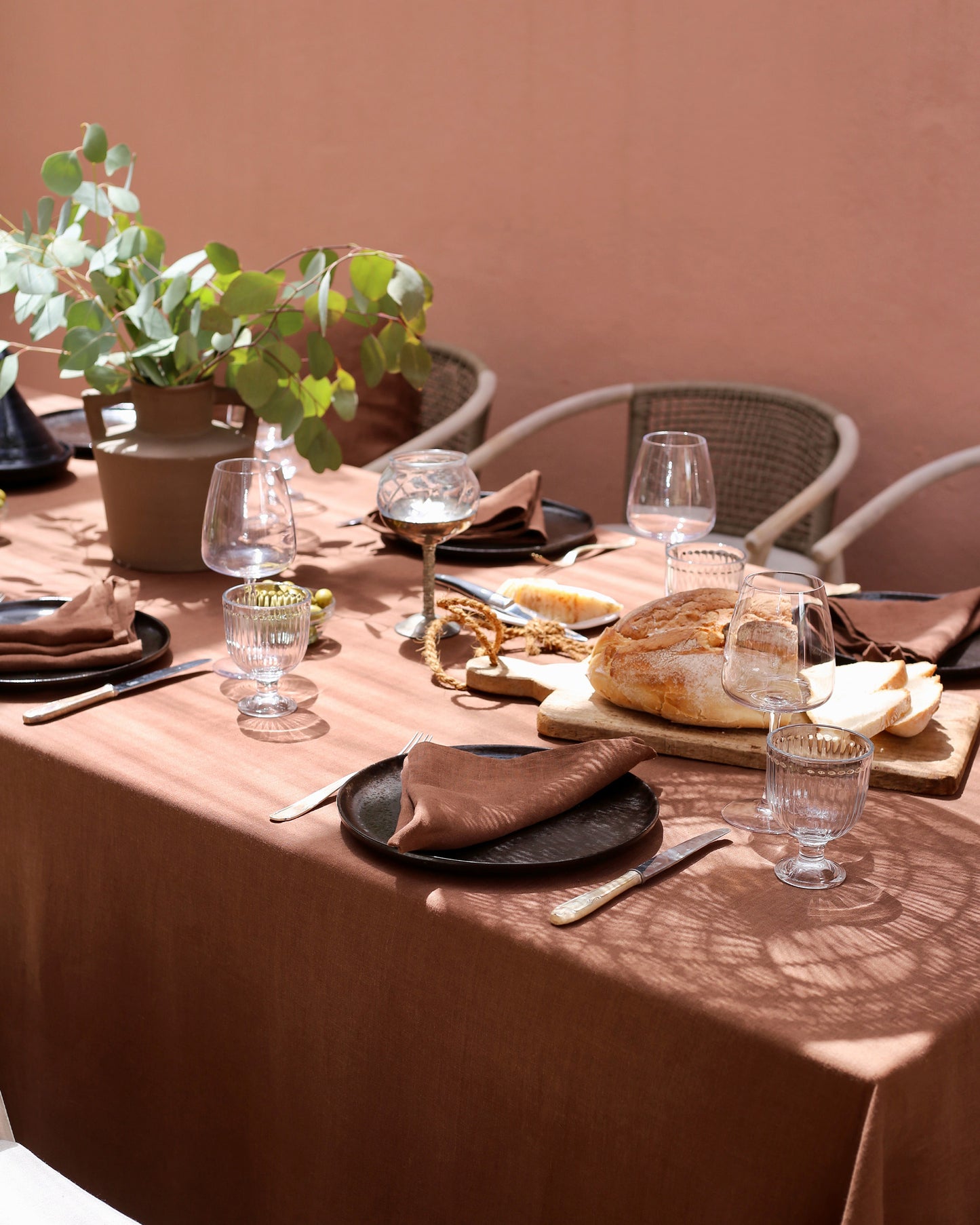 Chocolate brown Linen Tablecloth | MagicLinen