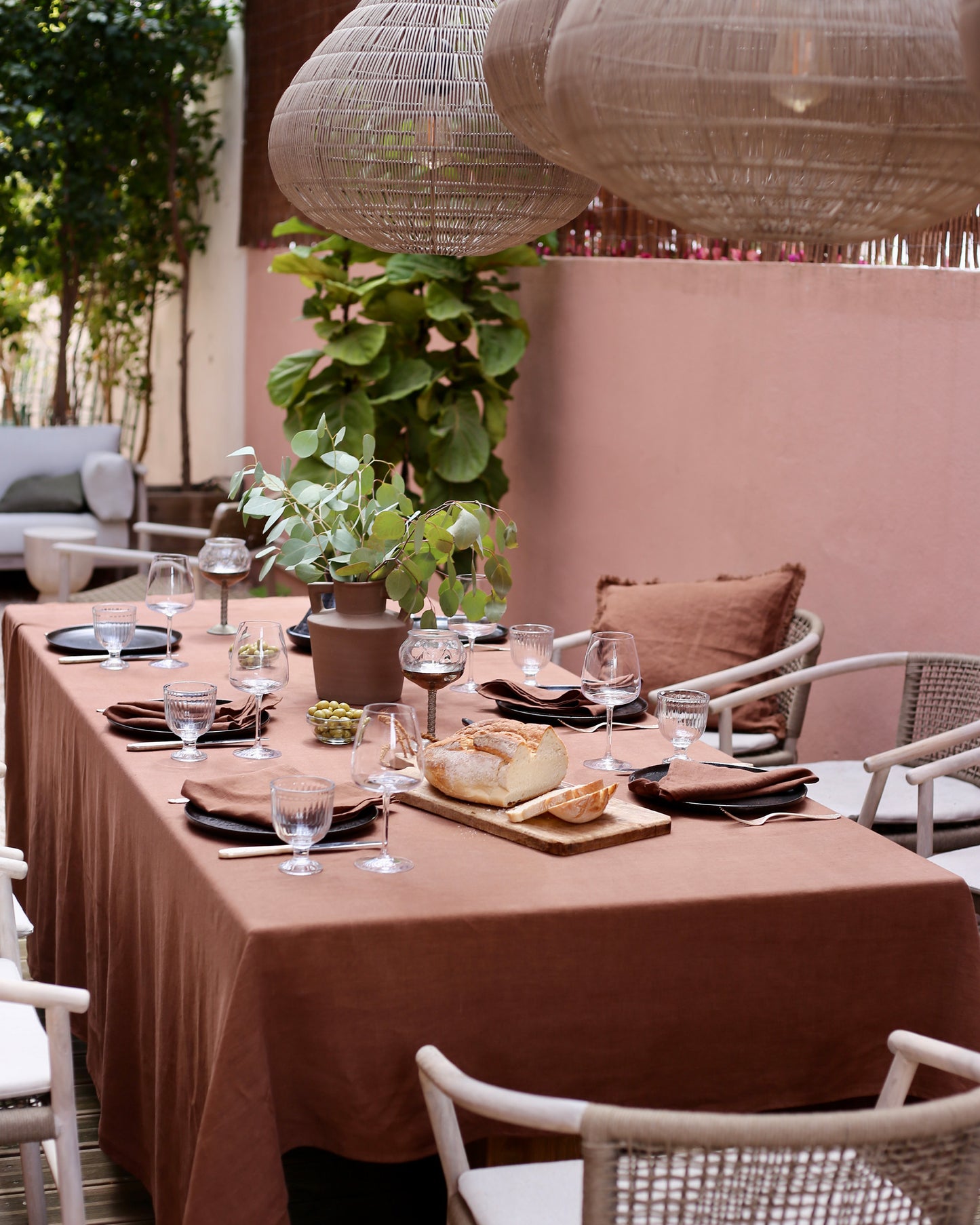 Chocolate brown Linen Tablecloth | MagicLinen