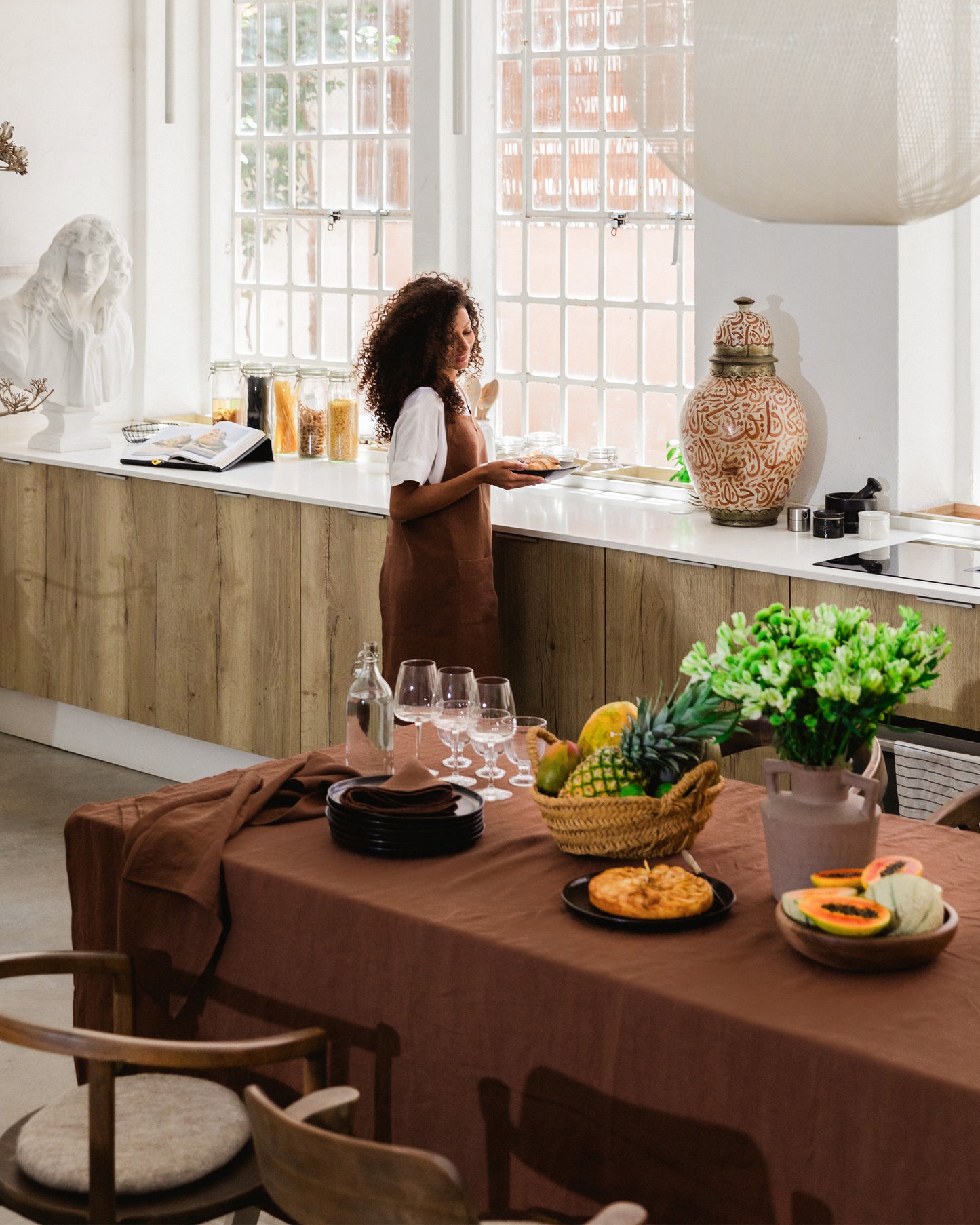 Chocolate brown Linen Tablecloth | MagicLinen