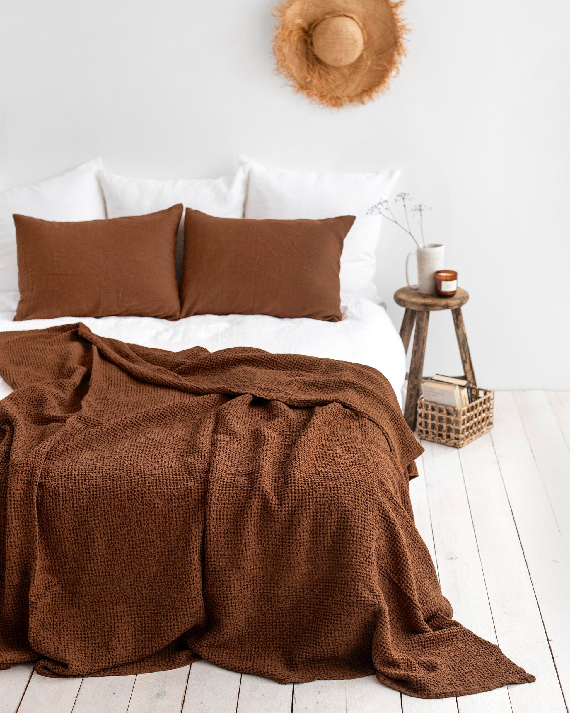 Chocolate brown Waffle Blanket | MagicLinen