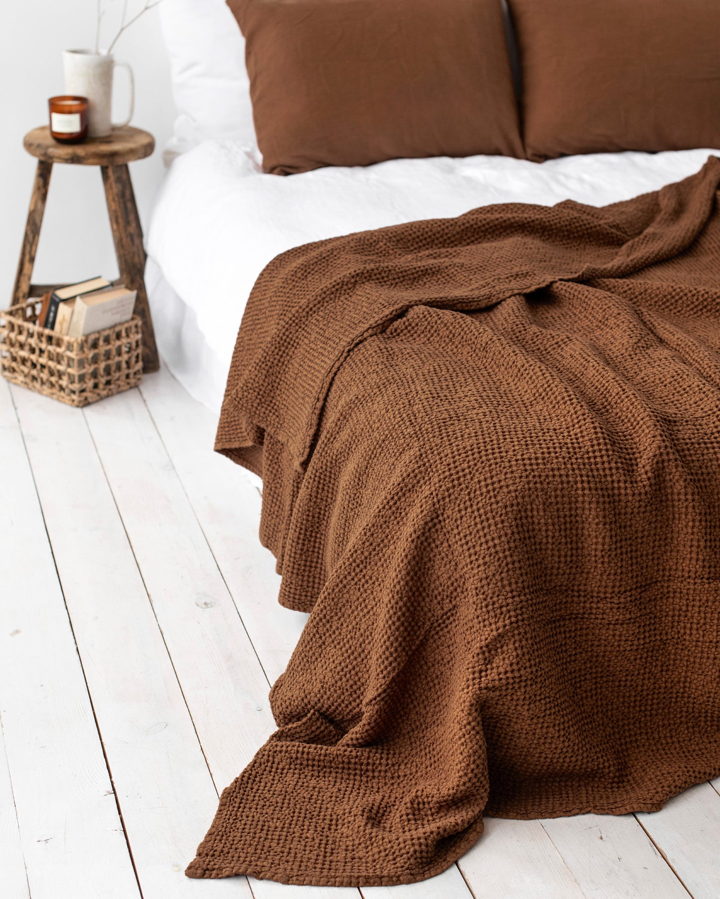 Chocolate brown Waffle Blanket | MagicLinen