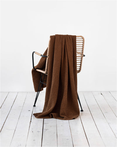 Chocolate brown Waffle Throw Blanket | MagicLinen