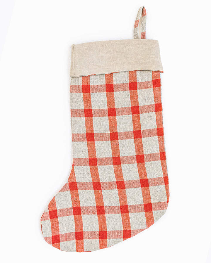 Christmas Stocking in Gingham red - MagicLinen