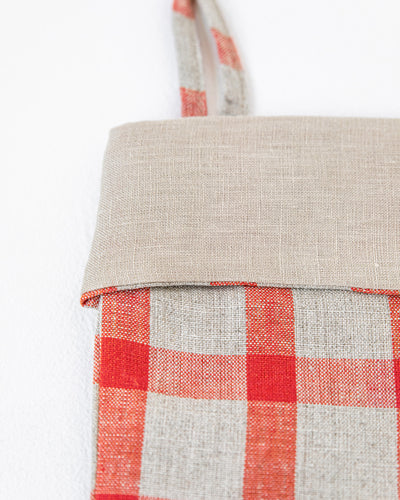 Christmas Stocking in Gingham red - MagicLinen