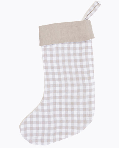 Christmas Stocking in Natural gingham - MagicLinen