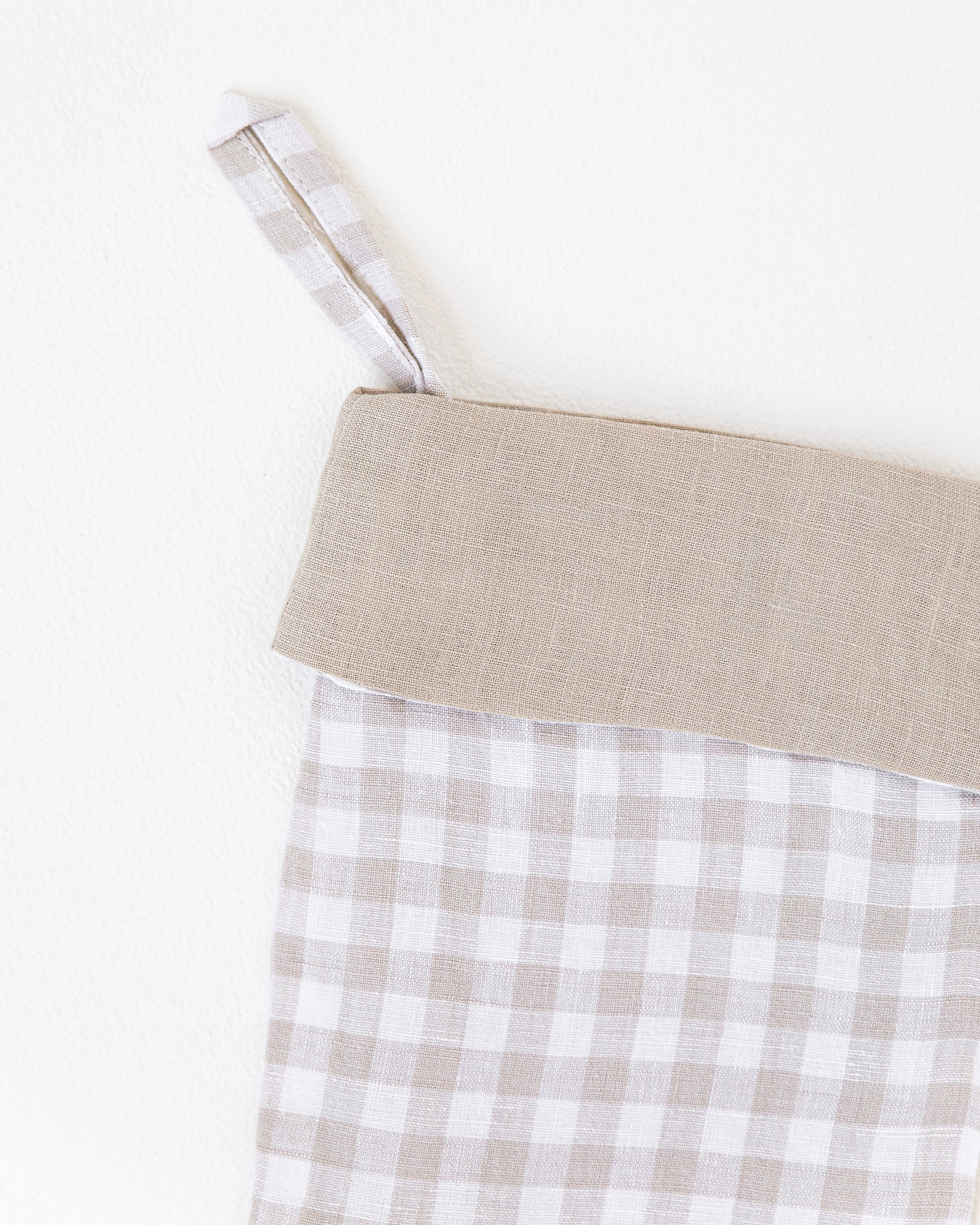 Christmas Stocking in Natural gingham - MagicLinen