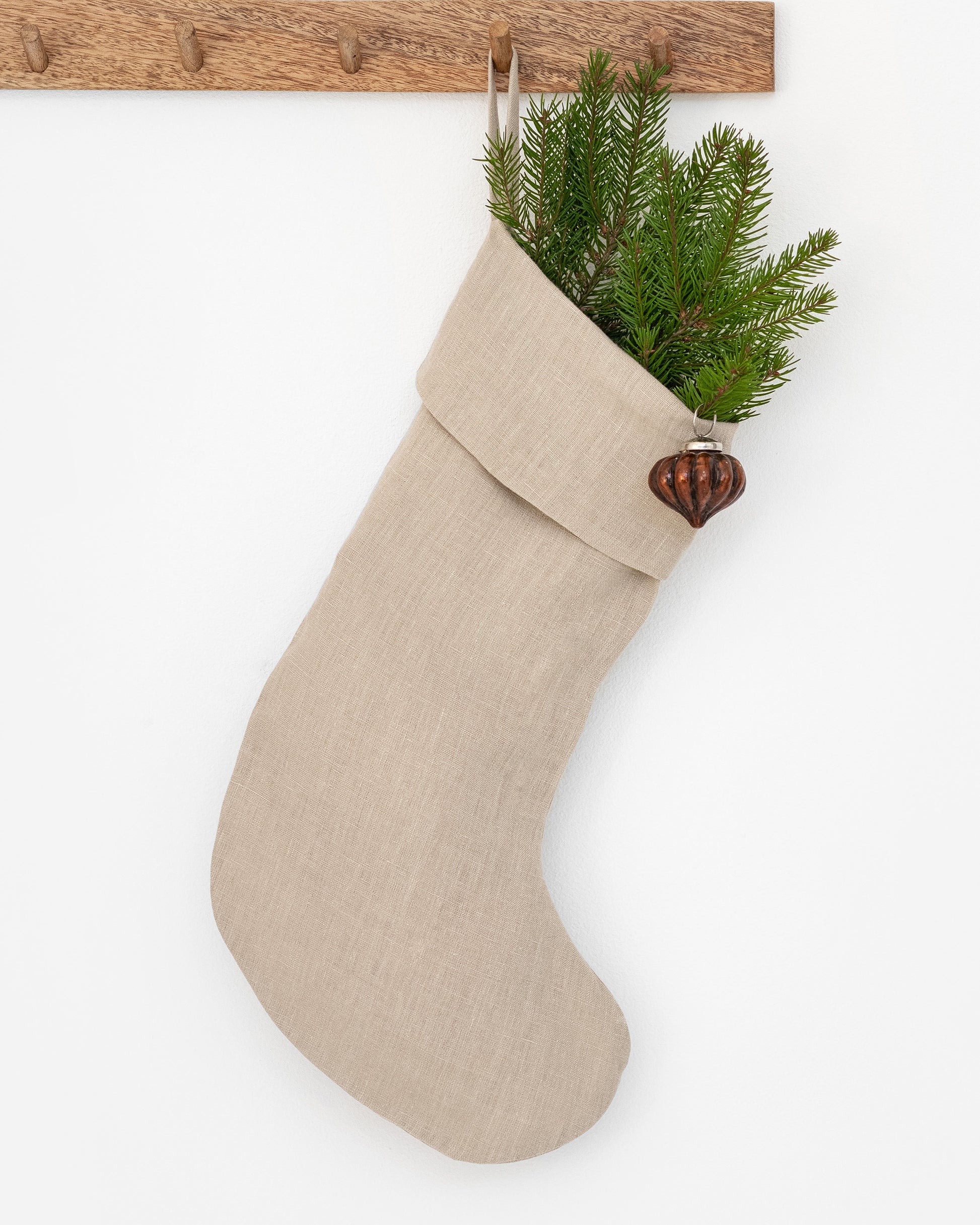 Christmas Stocking in Natural linen - MagicLinen