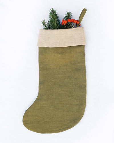 Christmas Stocking in Olive green - MagicLinen
