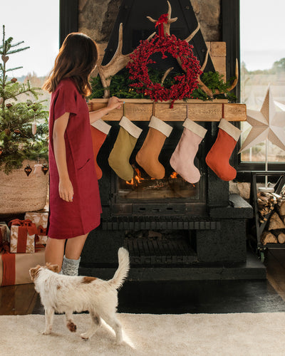 Christmas Stocking in Clay - MagicLinen