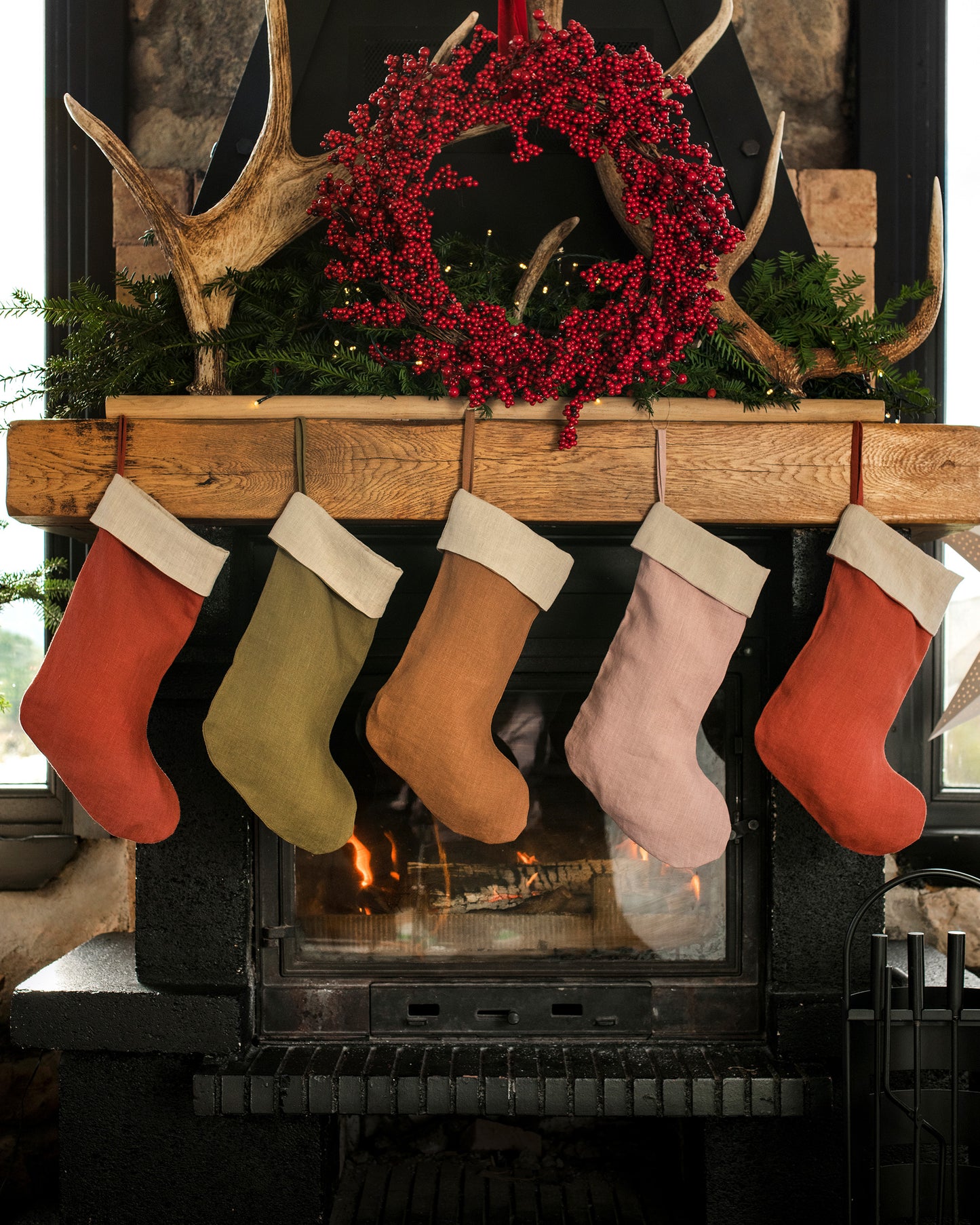 Christmas Stocking in Olive green - MagicLinen