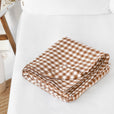 Cinnamon gingham linen flat sheet | MagicLinen