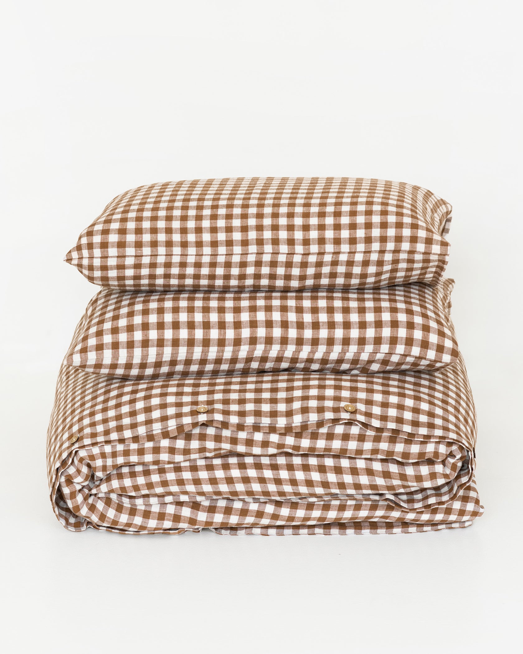 Cinnamon Gingham Linen Duvet Set MagicLinen