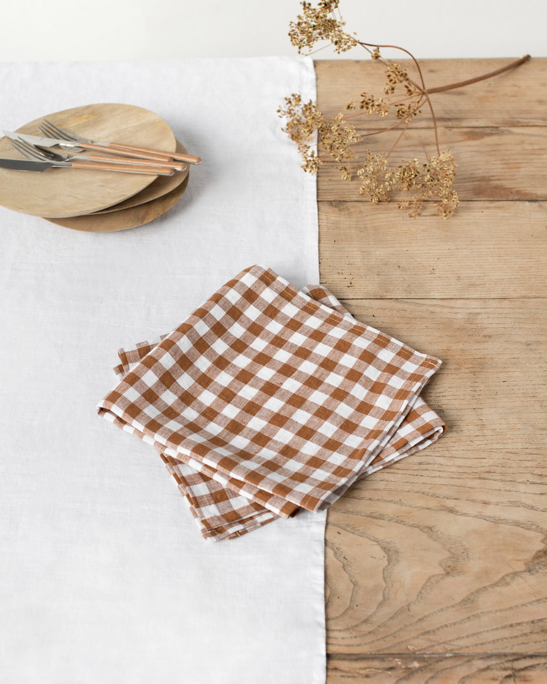 PREORDER short sleeve cuffed jogger set | cinnamon gingham | organic cotton interlock main image 1