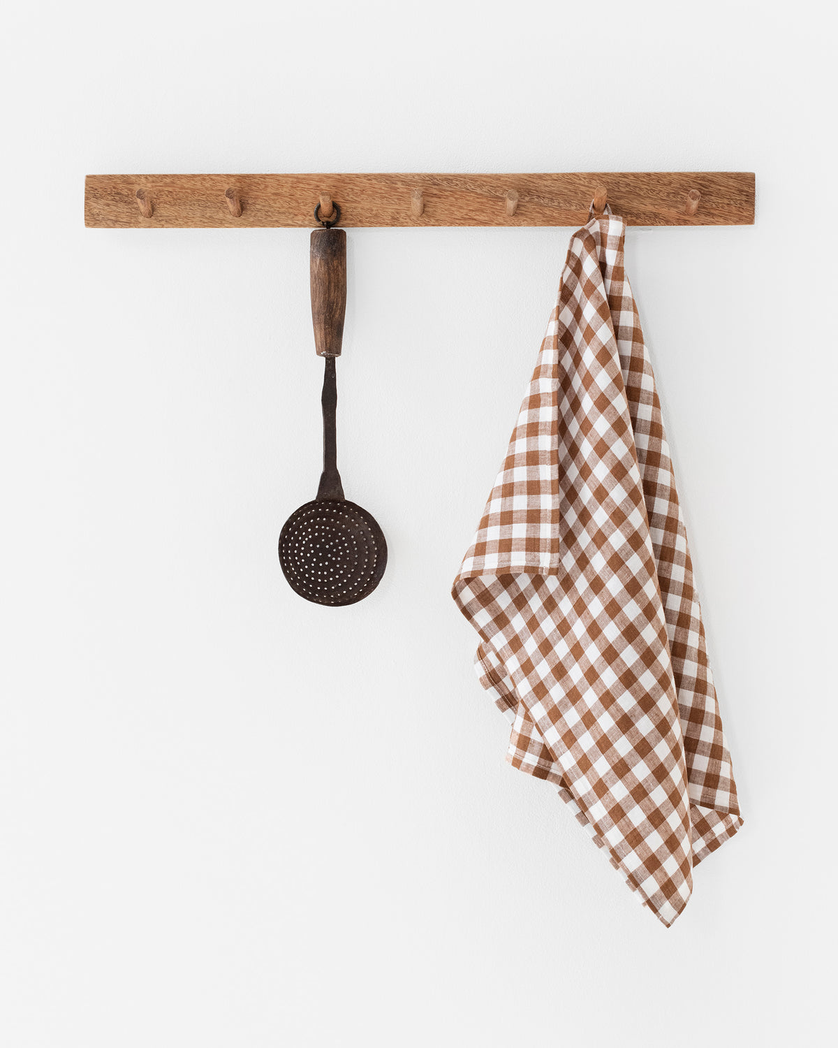 Linen tea towel Cinnamon gingham