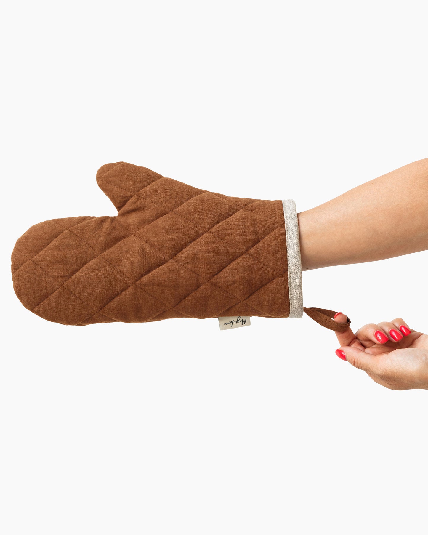 Ofenhandschuh aus Leinen (1 Stück) in Zimt