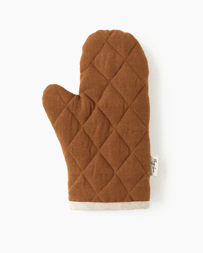 Linen oven mitt (1 pcs) in Cinnamon