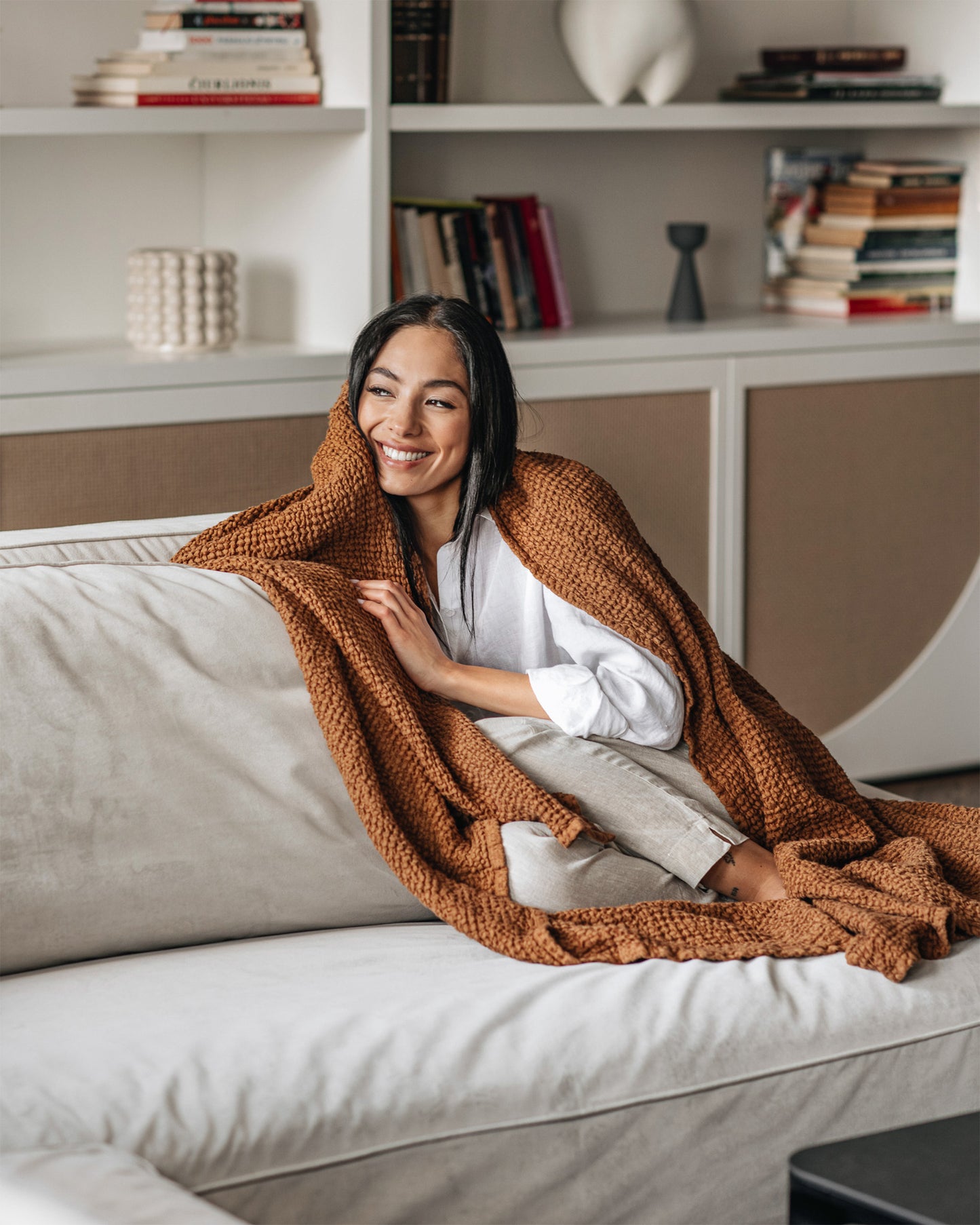 Cinnamon Waffle Throw Blanket | MagicLinen