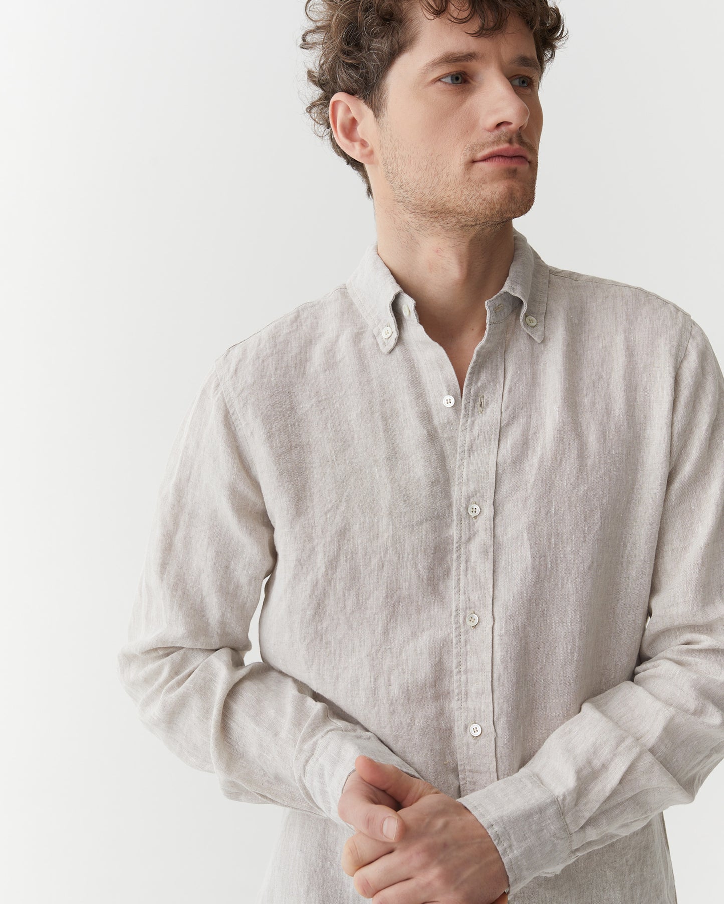 Classic men's linen shirt SINTRA in Natural melange | MagicLinen