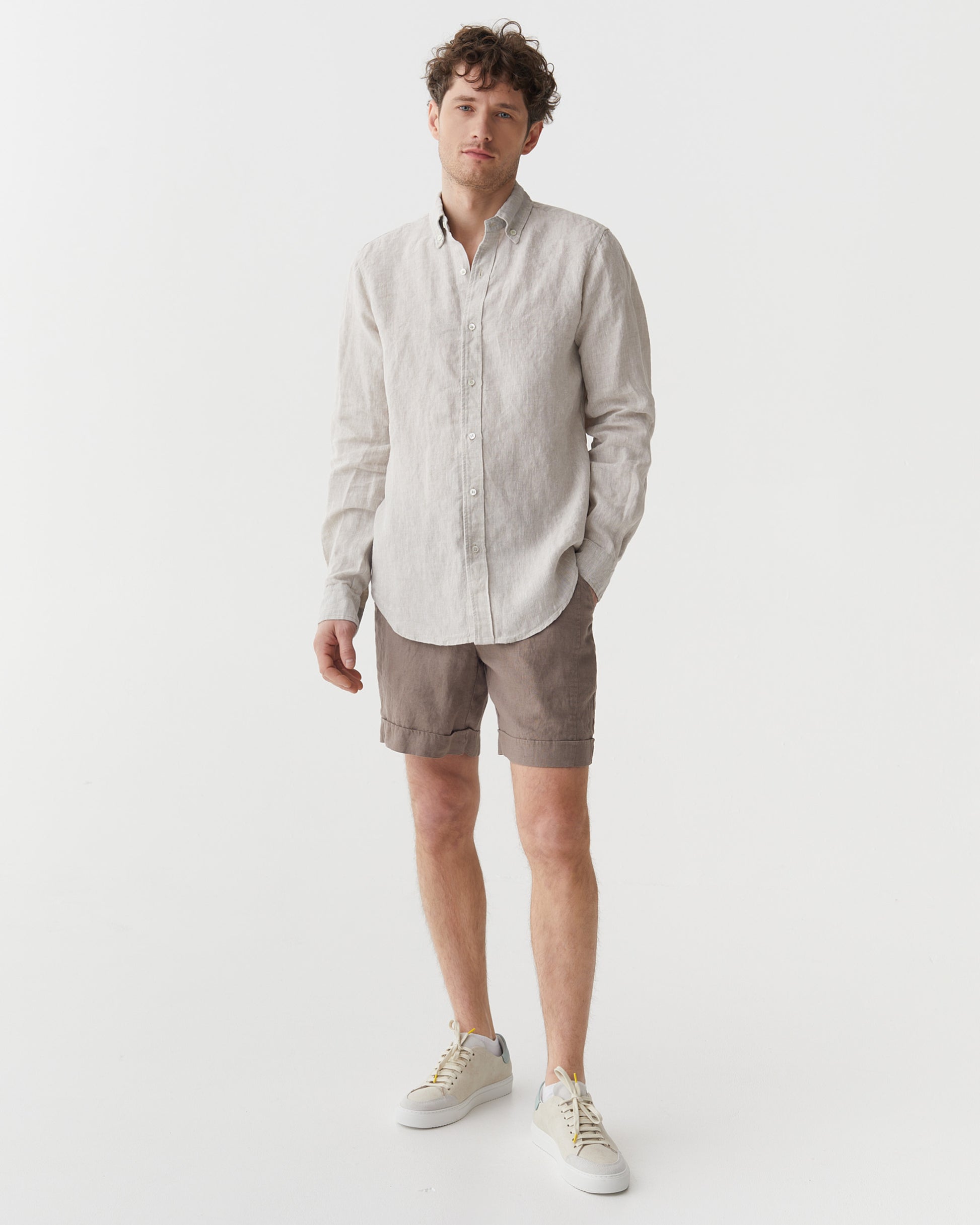 Classic men's linen shirt SINTRA in Natural melange | MagicLinen