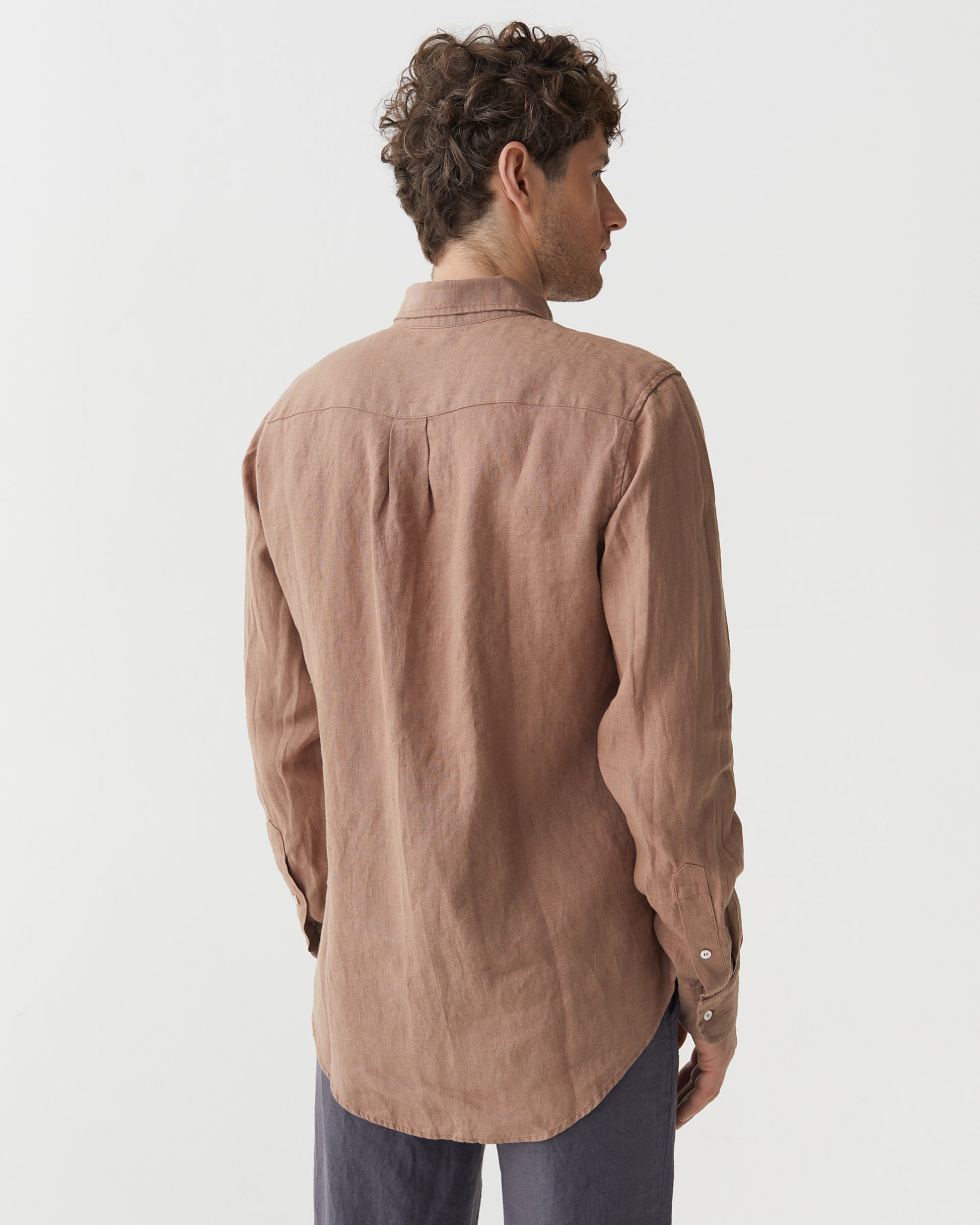 Classic men's linen shirt SINTRA in Pastel brown | MagicLinen