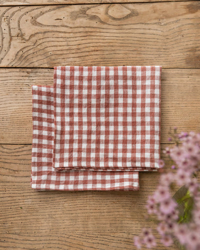 Clay Gingham Linen Napkin | MagicLinen