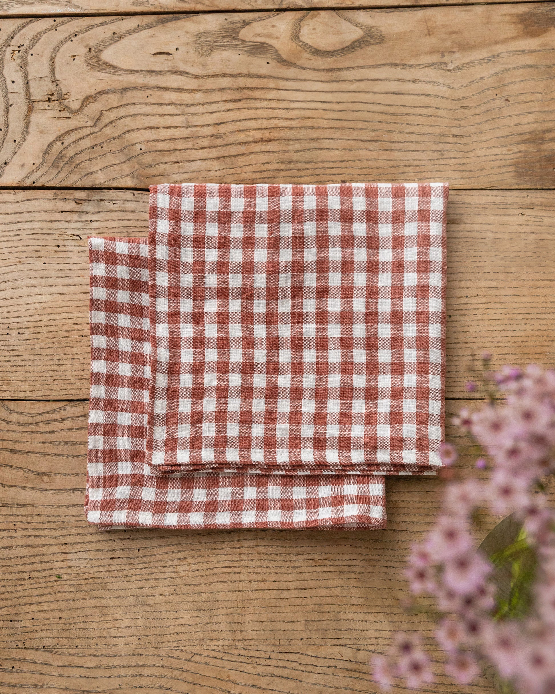 Clay Gingham Linen Napkin | MagicLinen