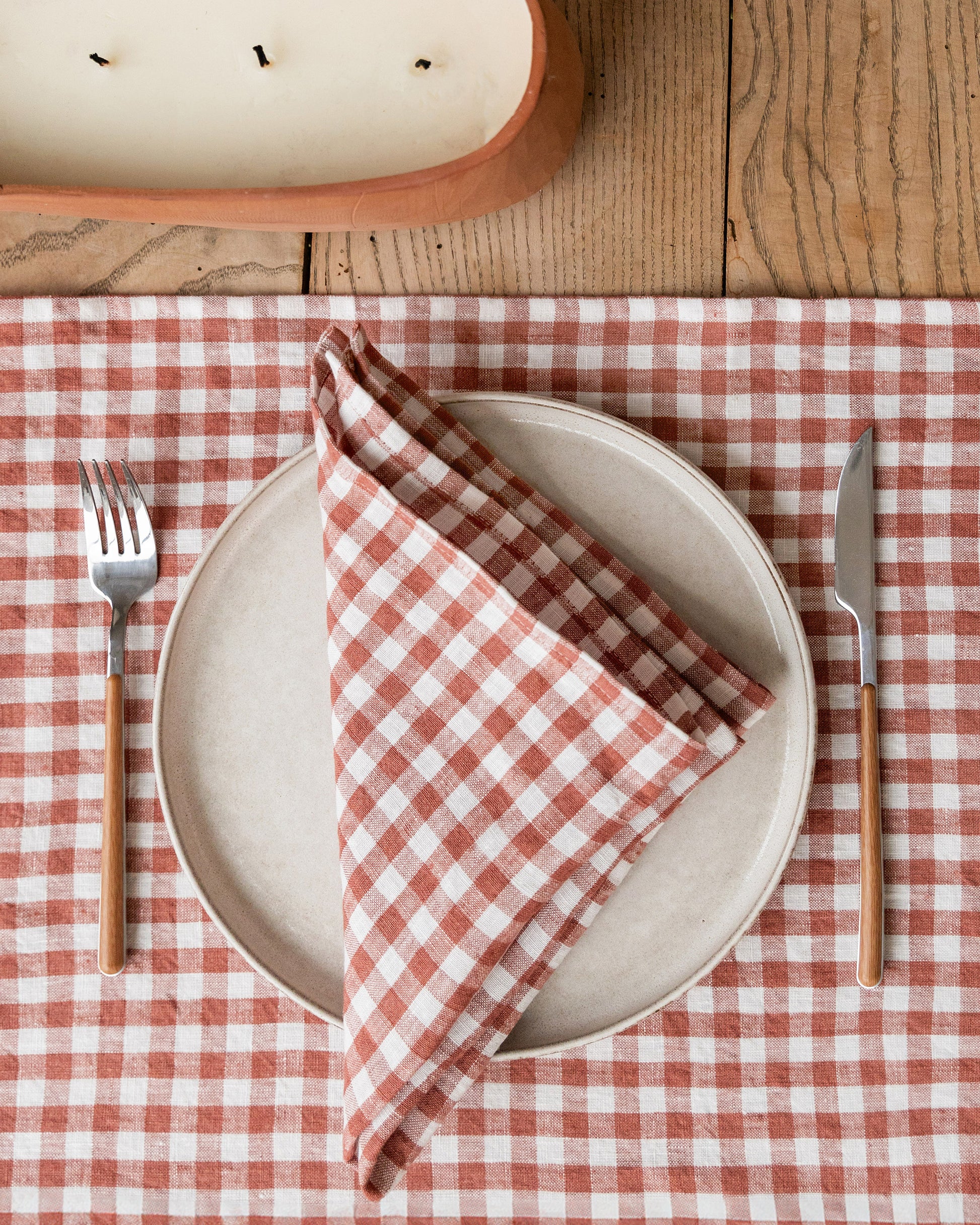 Clay Gingham Linen Napkin | MagicLinen