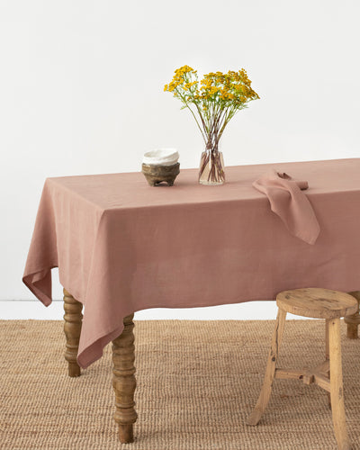 Coral Clay Linen tablecloth - MagicLinen