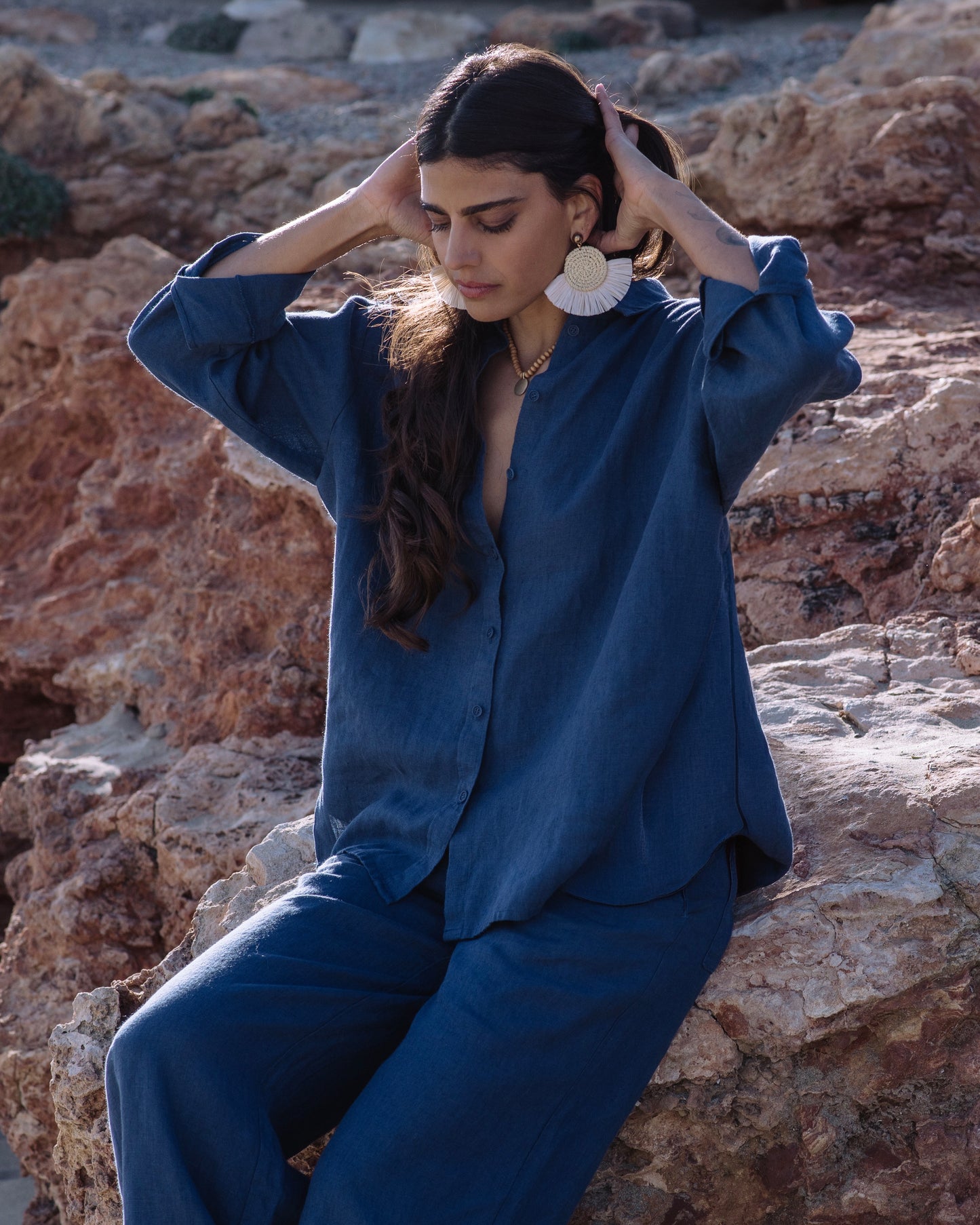 Ärmelloses Leinentop DOURO in Weiß