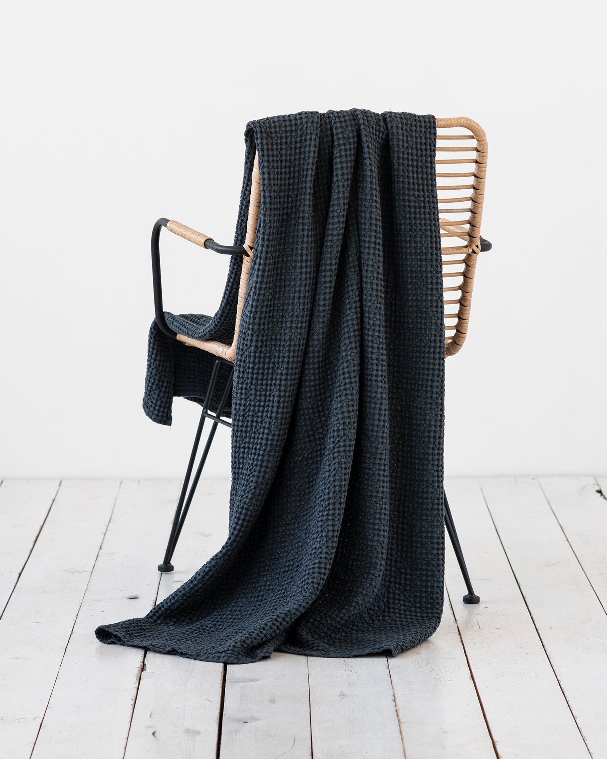 Dark gray waffle throw blanket