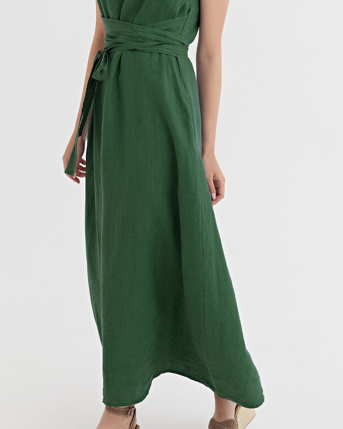 LAST CHANCE: Maxi linen dress AGRA in Deep Green