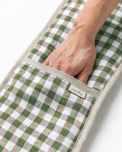 Double oven mitt (1 pcs) in Forest green gingham