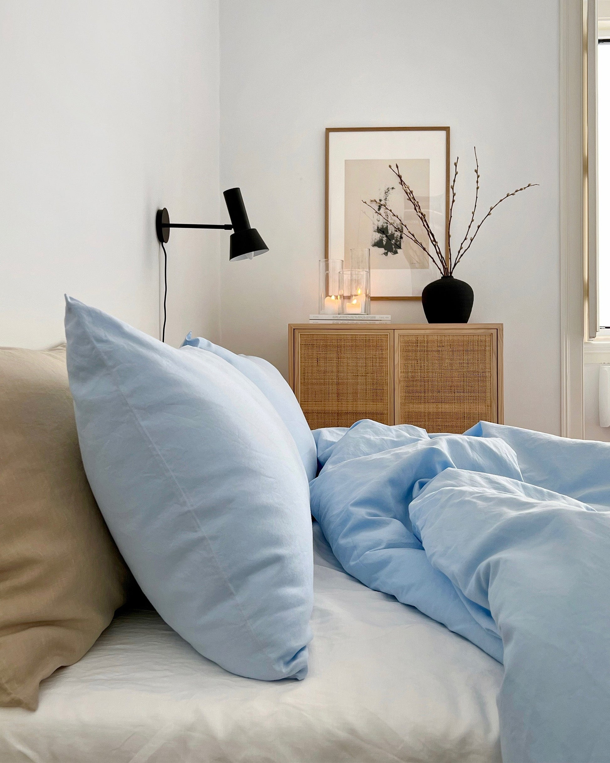 Sky blue linen-cotton duvet cover - MagicLinen