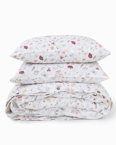 Meadow print linen duvet cover set (3 pcs) - MagicLinen