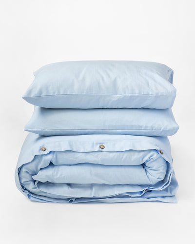 Sky blue linen-cotton duvet cover set (3 pcs) - MagicLinen